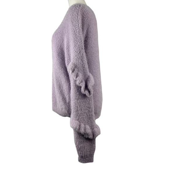 𝅺chelsea & VIOLET CREW NECK LAVENDER COLOR SLOUCH SWEATER WITH RUFFLED‎ DETAIL - Picture 4 of 11